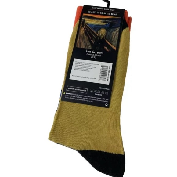 New Artist Series The Scream Edvard Munch 1893 Socks (Fits sizes US 7-12) - Picture 2 of 2